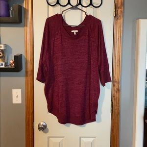 Maurices plus size burgundy 3/4 sleeve sweater